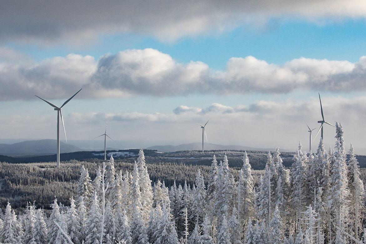 Le parc éolien de MMBC sous la neige.